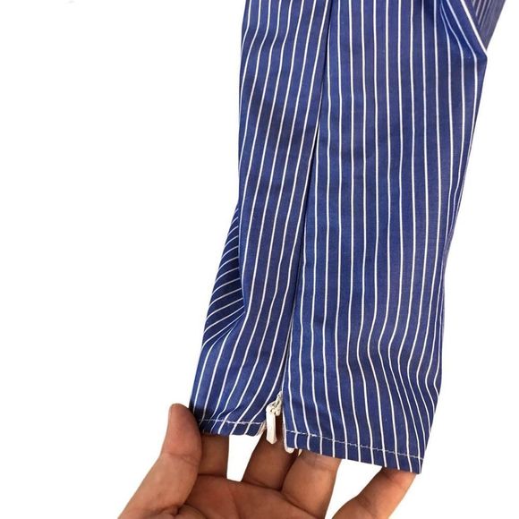 Anne Fontaine | Veleda Shirt Dress Blue White Stripe Button Up - Picture 6 of 9